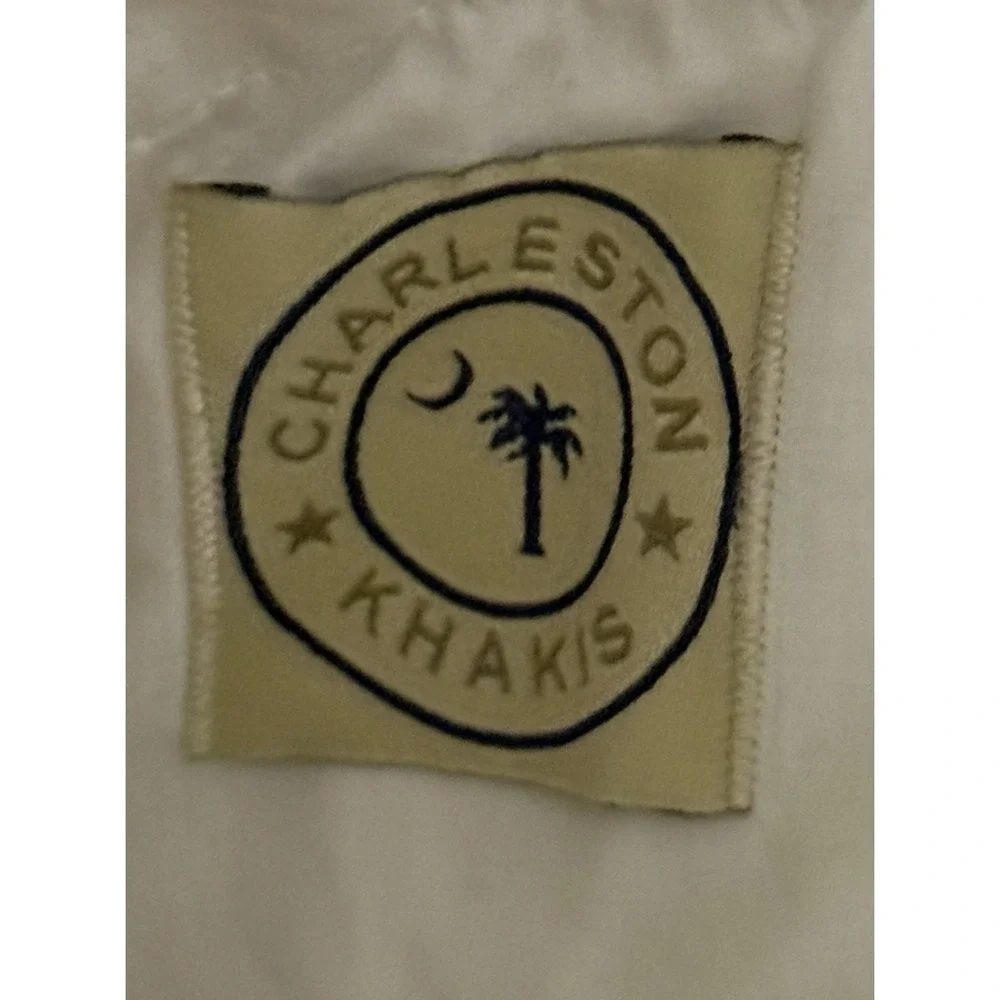 Charleston Khakis Pants Mens 35x30 Beige Tan Seersucker Chino Trouser Flat Front